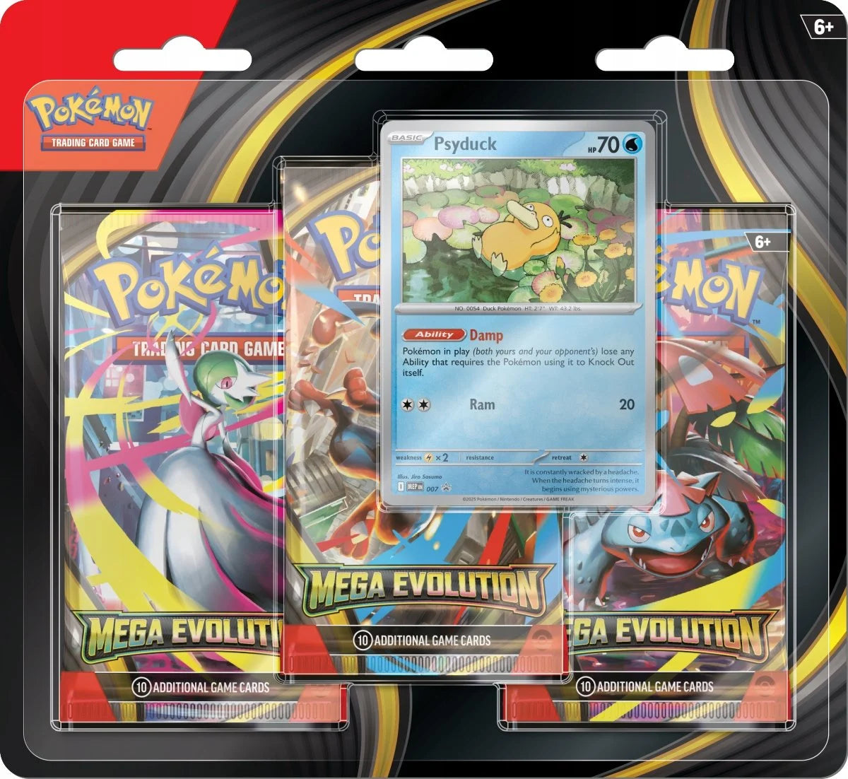Pokemon TCG: Mega - Evolution (M1 Base Set) - 3-pack Blister Psyduck