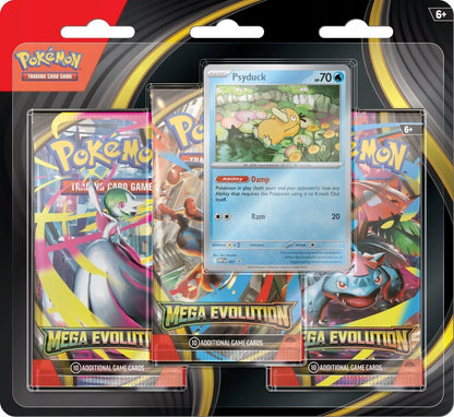 Pokemon TCG: Mega - Evolution (M1 Base Set) - 3-pack Blister Psyduck